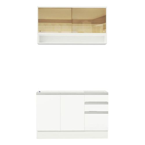 Cocina compacta Madesa 120cm sin fregadero blanco glamy 02