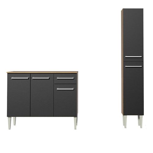 Cocina compacta Madesa 137cm marron negro emilly silver 01