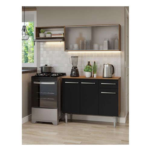 Cocina compacta Madesa 165cm marron negro emilly 03