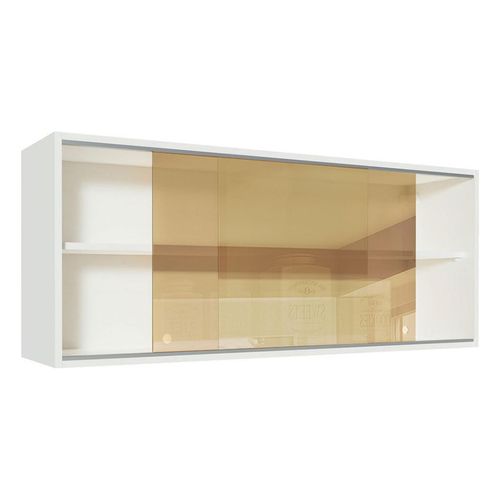 Gabinete superior Madesa 120cm 2 puertas corredizas de vidrio reflex blanco glamy, agata y reims