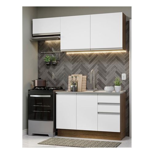 Cocina compacta Madesa 180cm sin fregadero marron blanco glamy 09