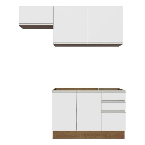 Cocina compacta Madesa 180cm sin fregadero marron blanco glamy 09