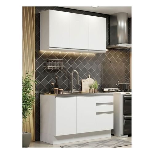 Cocina compacta Madesa 120cm con fregadero blanco glamy 04