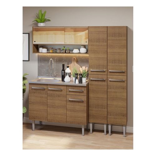 Cocina compacta Madesa 169cm con fregadero marron emilly 14