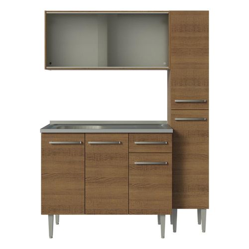 Cocina compacta Madesa 137cm con fregadero marron emilly 07