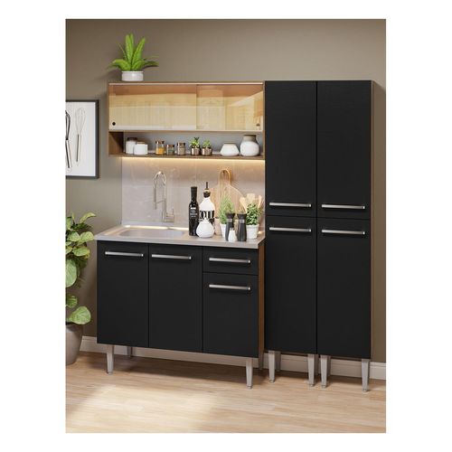 Cocina compacta Madesa 169cm con fregadero marron negro emilly 14