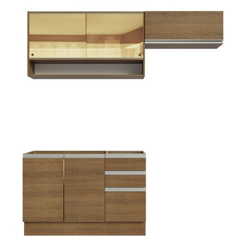 Cocina compacta Madesa 200cm sin fregadero marron glamy 08