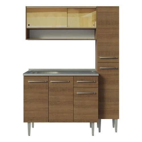 Cocina compacta Madesa 137cm con fregadero marron emilly 10