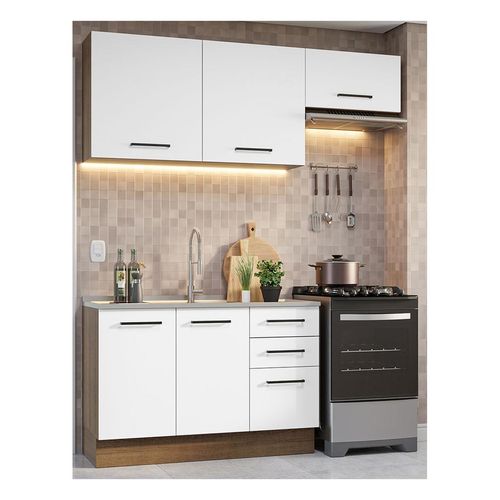 Cocina compacta Madesa 180cm marron blanco agata 09