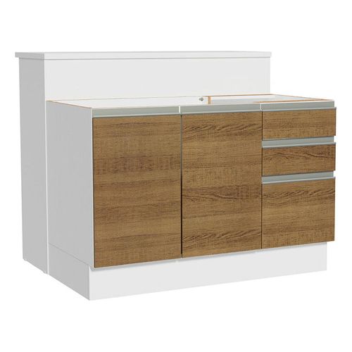 Isla de cocina sin encimera y gabinete bajo Madesa 120cm blanco marron glamy