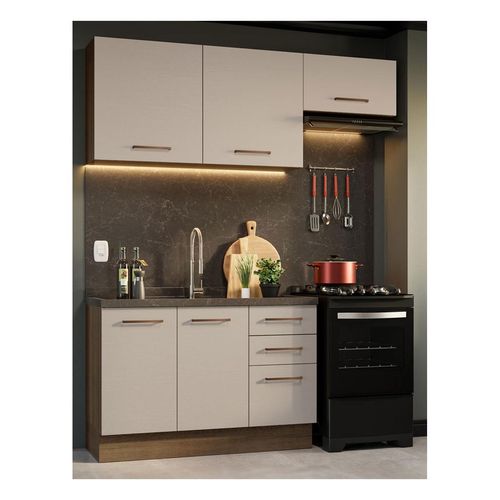 Cocina compacta Madesa 180cm marron crema agata 09