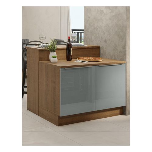 Isla de cocina con encimera y gabinete bajo Madesa 120cm marron gris lux