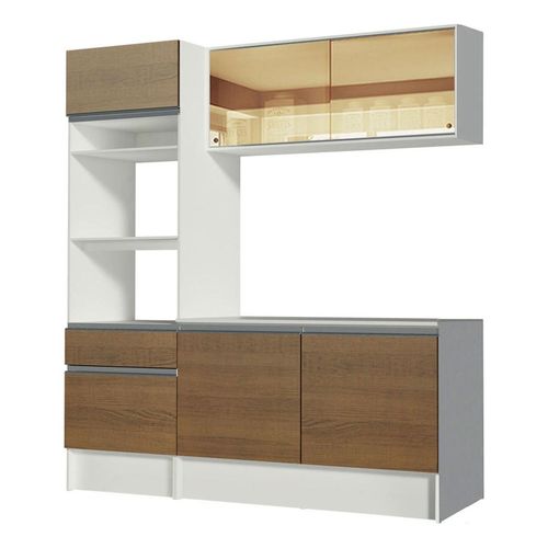 Cocina compacta Madesa 180cm blanco marron diamante