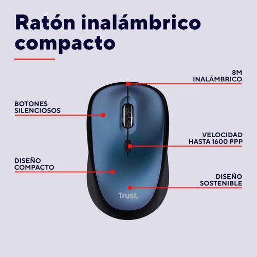 Mouse inalámbrico Trust azul tru-24551