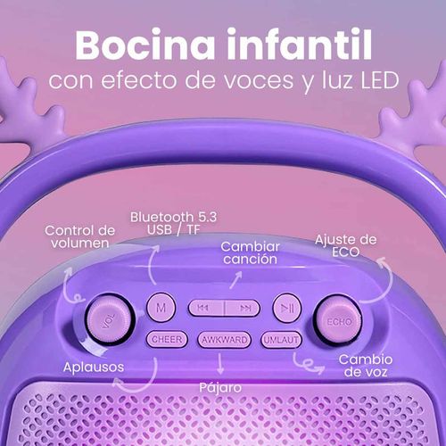 Bocina portátil Vorago infatil morado bsp-205