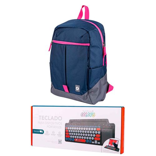 Bundle mochila y teclado Techzone azul tzcacc14