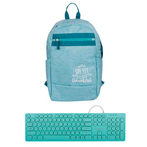 Bundle mochila y teclado Techzone azul tzcacc05