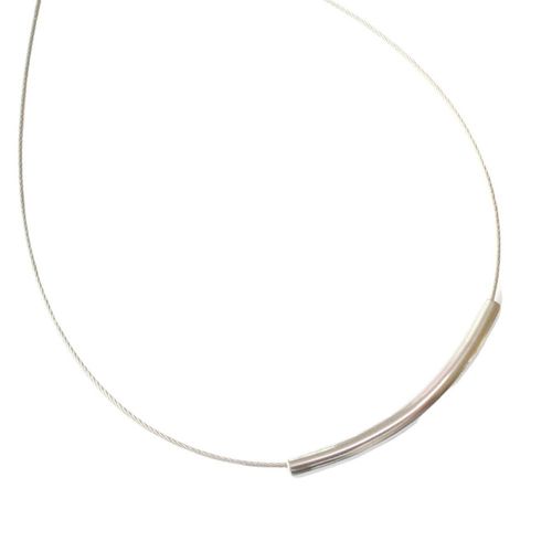 Collar con barra Nuvi plateado COL-748 P