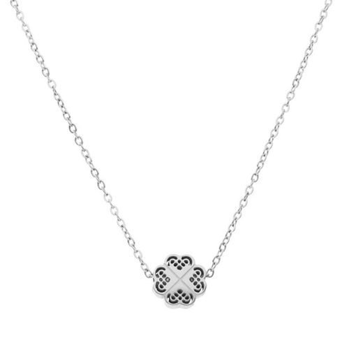 Collar con dije de trebol Nuvi plateado COLN-421 P