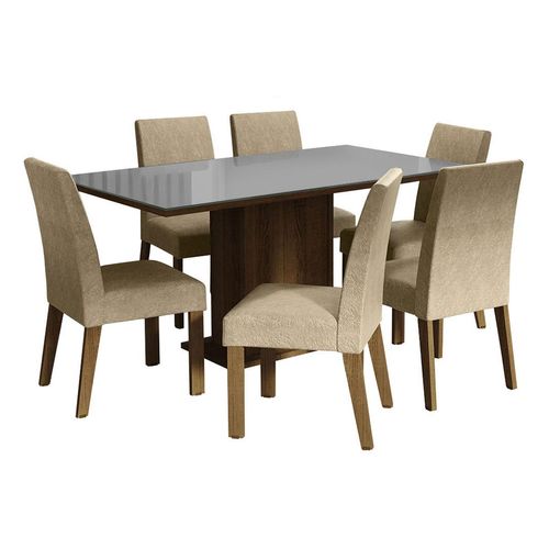 Juego de comedor Madesa con 6 sillas marrón gris imperial alexis