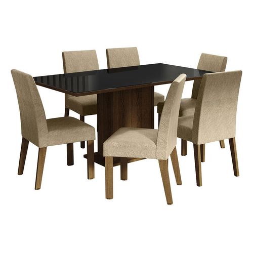 Juego de comedor Madesa con 6 sillas marrón negro imperial alexis