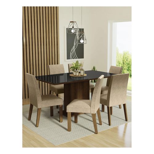 Juego de comedor Madesa con 6 sillas marrón negro imperial alexis