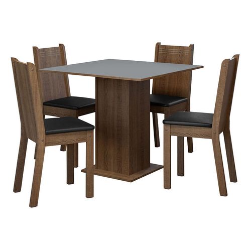 Juego de comedor Madesa con 4 sillas marrón gris negro samara