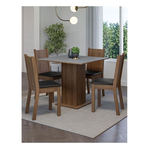 Juego de comedor Madesa con 4 sillas marrón gris negro samara
