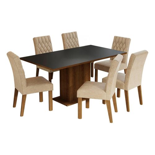 Juego de comedor Madesa con 6 sillas marrón negro imperial hanna