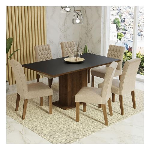 Juego de comedor Madesa con 6 sillas marrón negro imperial hanna