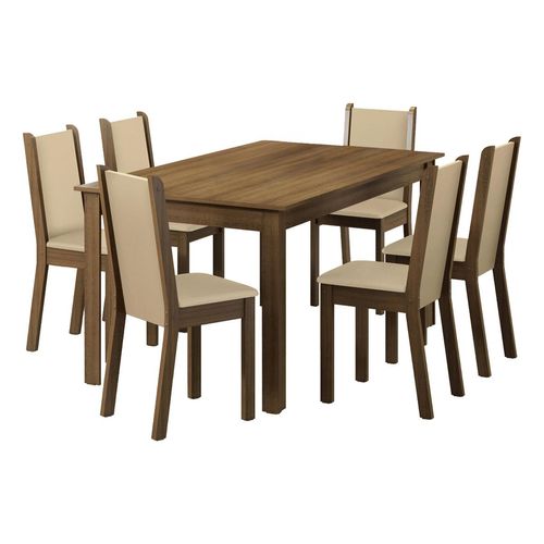 Juego de comedor Madesa con 6 sillas marrón crema sintético beige miriam
