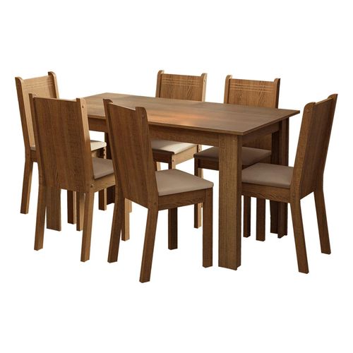 Juego de comedor Madesa con 6 sillas marron sintético beige analu