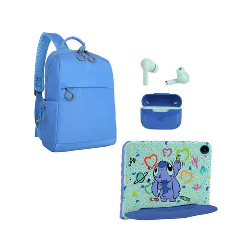 Kit de tablet Stf audífonos y mochila stich azul nb639