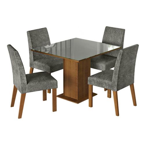 Juego de comedor Madesa con 4 sillas marrón gris silver anne