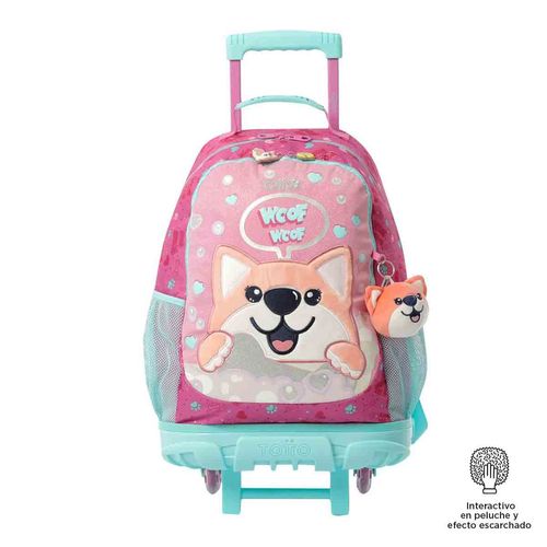 Mochila con ruedas Totto para niña rosa mj03dgl003-2510-1k6l