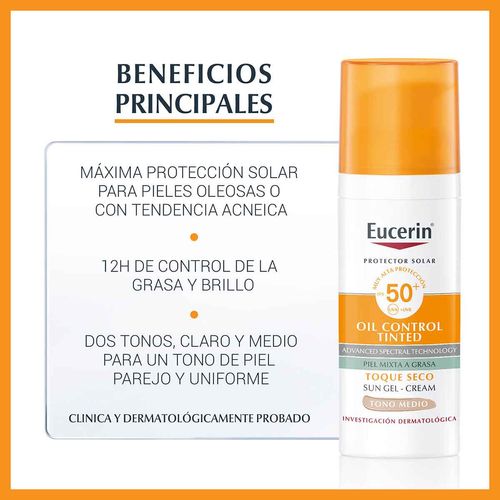 Bloqueador solar facial Eucerin oil control tinted BDF-SOLD0024