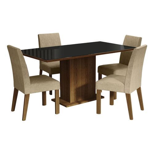 Juego de comedor Madesa con 4 sillas marrón negro imperial avril