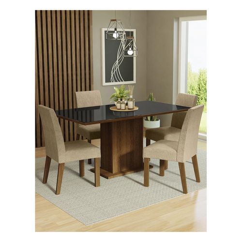 Juego de comedor Madesa con 4 sillas marrón negro imperial avril
