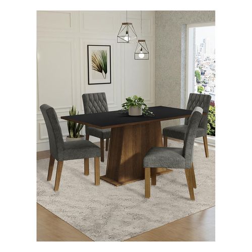 Juego de comedor Madesa con 4 sillas marrón negro silver ashley