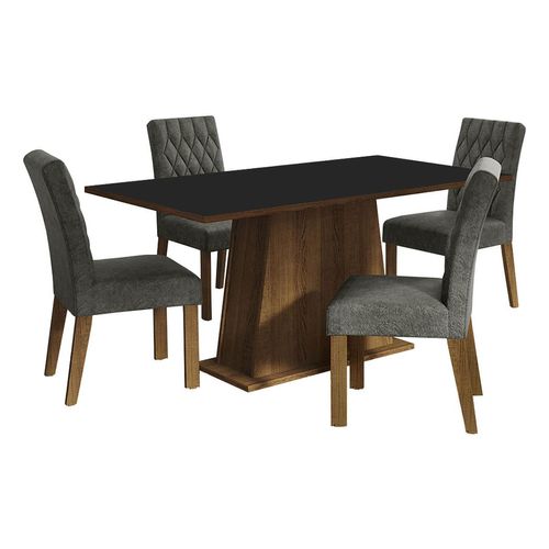 Juego de comedor Madesa con 4 sillas marrón negro silver ashley