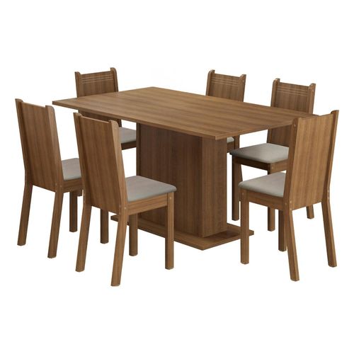 Juego de comedor Madesa con 6 sillas marrón sintético beige megan