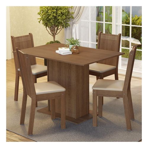 Juego de comedor Madesa con 4 Sillas marrón perla luana