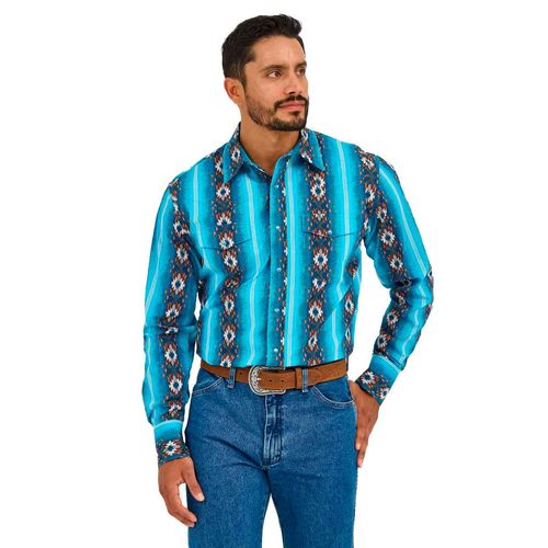 Camisa Wrangler azul para caballero 112366908