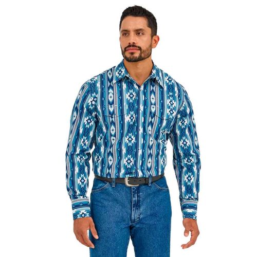 Camisa Wrangler azul para caballero 112366911
