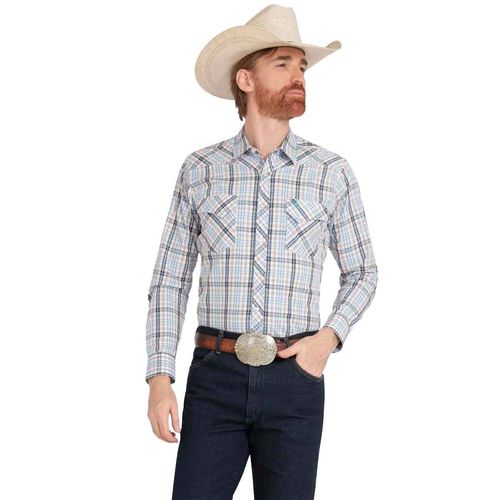 Camisa Wrangler azul para caballero 112371814