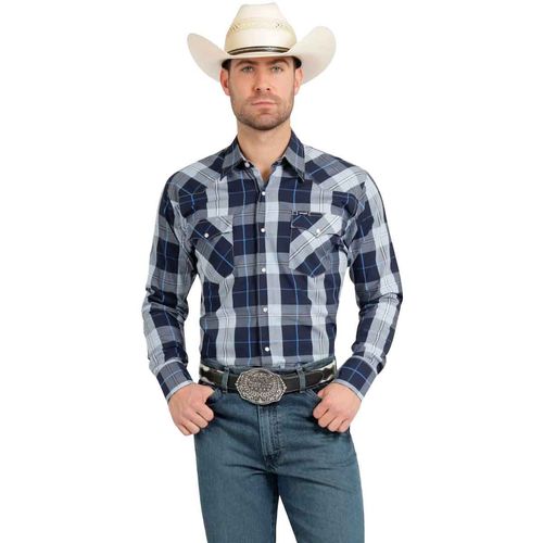 Camisa Wrangler azul para caballero 112371815