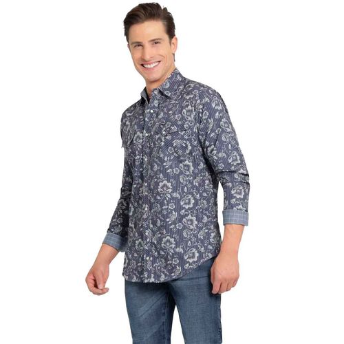 Camisa Wrangler azul para caballero 112373557