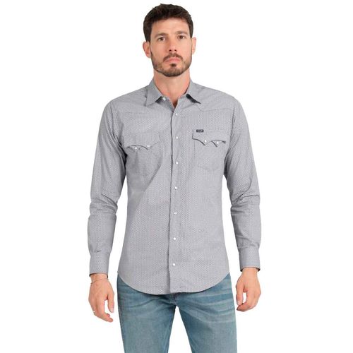 Camisa Wrangler azul para caballero 112373576