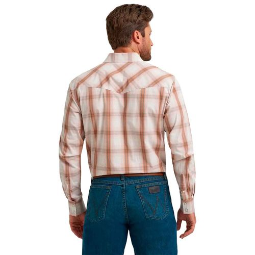 Camisa Wrangler beige para caballero 112373577