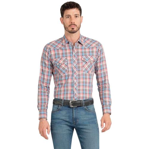 Camisa Wrangler rosa para caballero 112371813